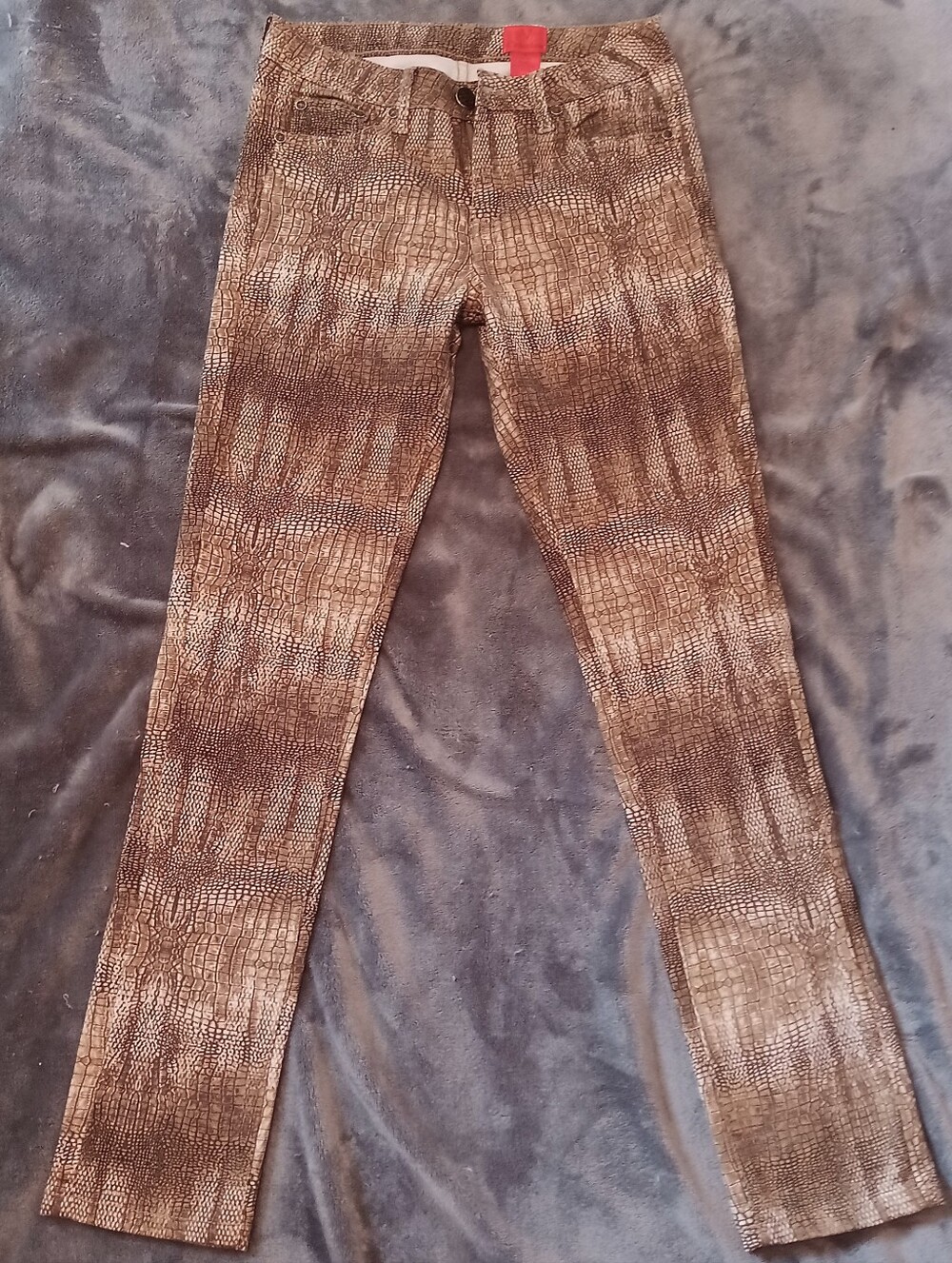 Like NEW V Cristina Black/Brown Crocodile Print Slim Fit Low/Mid Rise Pants Sz 2